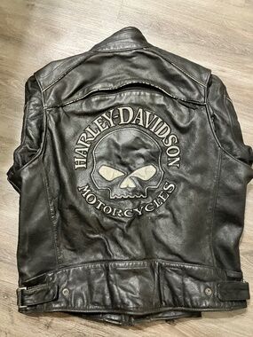 Harley Davidson Willie G Skull Leather Riding Jacket Black Mens XL